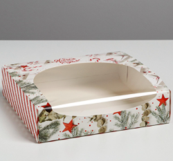 Коробочка для пончиков "С Новым годом!", 20х20х5 см Изображение Коробочка для пончиков "С Новым годом!", 20х20х5 см